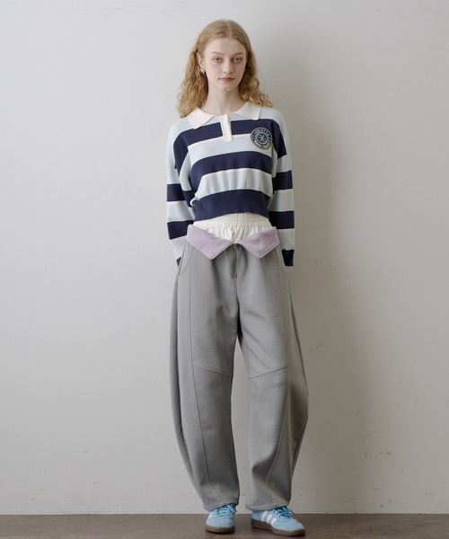 VIOLETTA（ヴィオレッタ）の「クロップドニットラガーシャツ（シャツ/ブラウス・レディース・レッド/モカ/ブルー/ブラック・FREE）」の6枚目の写真