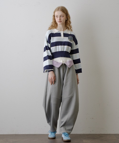 VIOLETTA（ヴィオレッタ）の「クロップドニットラガーシャツ（シャツ/ブラウス・レディース・レッド/モカ/ブルー/ブラック・FREE）」の7枚目の写真