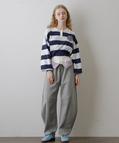 VIOLETTA（ヴィオレッタ）の「クロップドニットラガーシャツ（シャツ/ブラウス・レディース・レッド/モカ/ブルー/ブラック・FREE）」の8枚目の写真