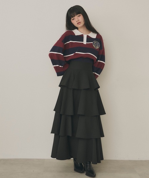 VIOLETTA（ヴィオレッタ）の「クロップドニットラガーシャツ