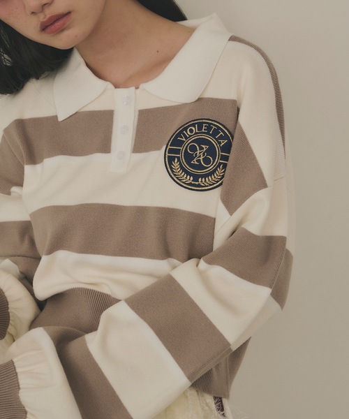 VIOLETTA（ヴィオレッタ）の「クロップドニットラガーシャツ（シャツ/ブラウス・レディース・レッド/モカ/ブルー/ブラック・FREE）」の20枚目の写真