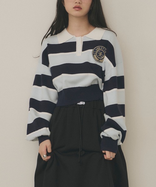 VIOLETTA（ヴィオレッタ）の「クロップドニットラガーシャツ（シャツ/ブラウス・レディース・レッド/モカ/ブルー/ブラック・FREE）」の19枚目の写真