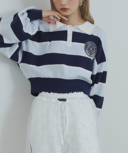 VIOLETTA（ヴィオレッタ）の「クロップドニットラガーシャツ（シャツ/ブラウス・レディース・レッド/モカ/ブルー/ブラック・FREE）」の21枚目の写真