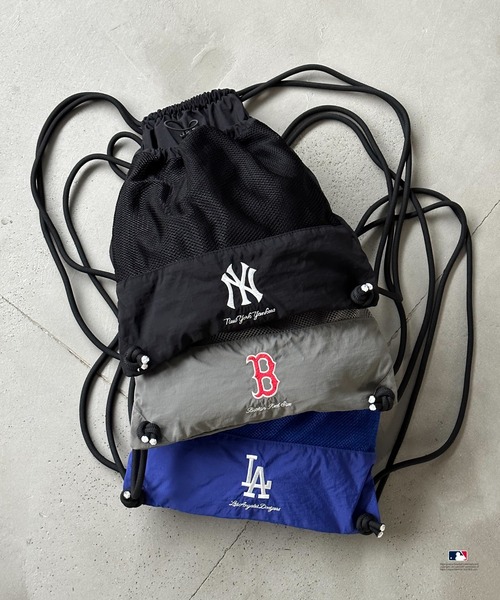 Perushu（ペルーシュ）の「Perushu  MLB 別注刺繍ロゴナップサック（バックパック/リュック・メンズ・ブラック/ブルー/グレー・FREE）」の8枚目の写真