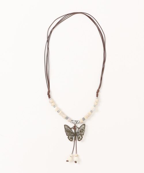 BARELY BLUE(ベアリーブルー)の「【 BARELY BLUE / ベアリーブルー 】 ヴィンテージ デザイン バタフライ ネックレス(ネックレス・レディース・ブラウン系/ホワイト系/グリーン系/ホワイト系1・FREE)」の3枚目の写真