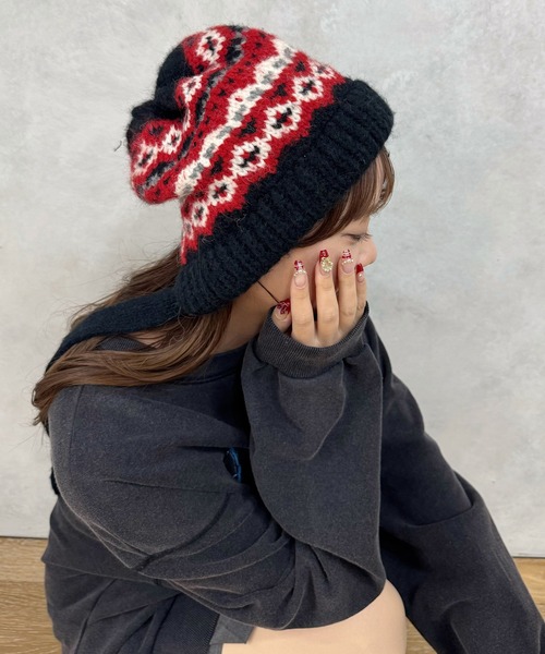 kutir(クティール)の「kutirlune/カウチンニットキャップ(ニットキャップ/ビーニー・レディース・ブラック/カーキ/ベージュ/ブラウン・FREE)」の2枚目の写真