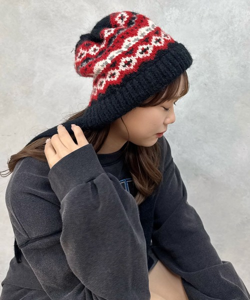 kutir(クティール)の「kutirlune/カウチンニットキャップ(ニットキャップ/ビーニー・レディース・ブラック/カーキ/ベージュ/ブラウン・FREE)」の18枚目の写真