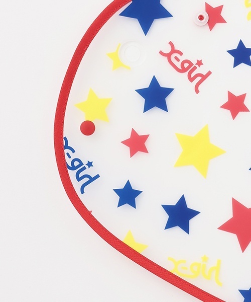 X-girl Stages(エックスガールステージス)の「ロゴ&スター総柄お食事スタイ(その他ベビー用品・キッズ・レッド/ピンク・F)」の6枚目の写真