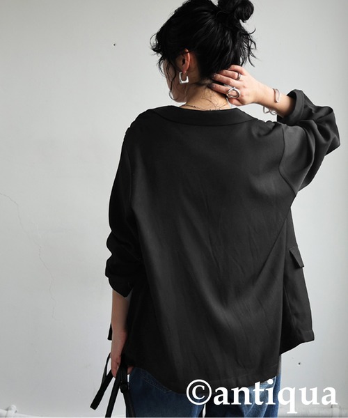 antiqua（アンティカ）の「レイヤードジャケット（テーラードジャケット・レディース・ブラック/ホワイト系その他・ONESIZE）」の4枚目の写真