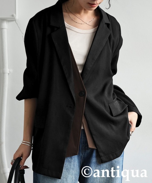 antiqua（アンティカ）の「レイヤードジャケット（テーラードジャケット・レディース・ブラック/ホワイト系その他・ONESIZE）」の6枚目の写真