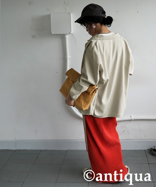 antiqua（アンティカ）の「レイヤードジャケット（テーラードジャケット・レディース・ブラック/ホワイト系その他・ONESIZE）」の8枚目の写真