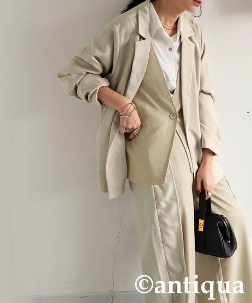 antiqua（アンティカ）の「レイヤードジャケット（テーラードジャケット・レディース・ブラック/ホワイト系その他・ONESIZE）」の13枚目の写真