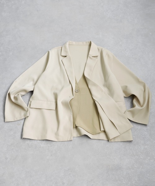 antiqua（アンティカ）の「レイヤードジャケット（テーラードジャケット・レディース・ブラック/ホワイト系その他・ONESIZE）」の18枚目の写真