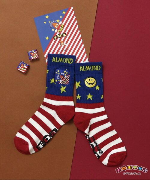 BREEZE(ブリーズ)の「チロルチョコ×ブリーズCHOCOソックス(キッズ~大人サイズ)(ソックス/靴下・キッズ・ブルー/オフホワイト/ブラック/ブラウン/レインボー・15 /18/21/24/27)」の1枚目の写真