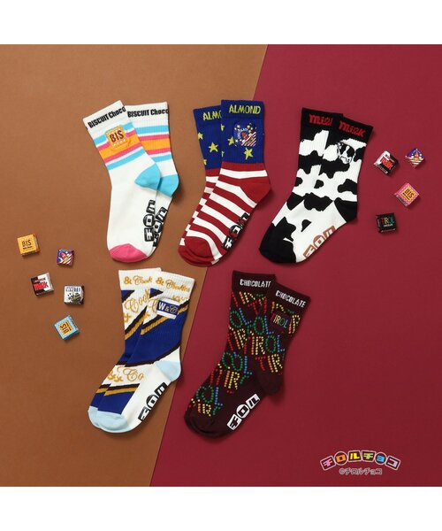 BREEZE(ブリーズ)の「チロルチョコ×ブリーズCHOCOソックス(キッズ~大人サイズ)(ソックス/靴下・キッズ・ブルー/オフホワイト/ブラック/ブラウン/レインボー・15 /18/21/24/27)」の6枚目の写真