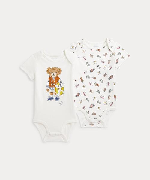 Polo ベア コットン ボディスーツ 2パック