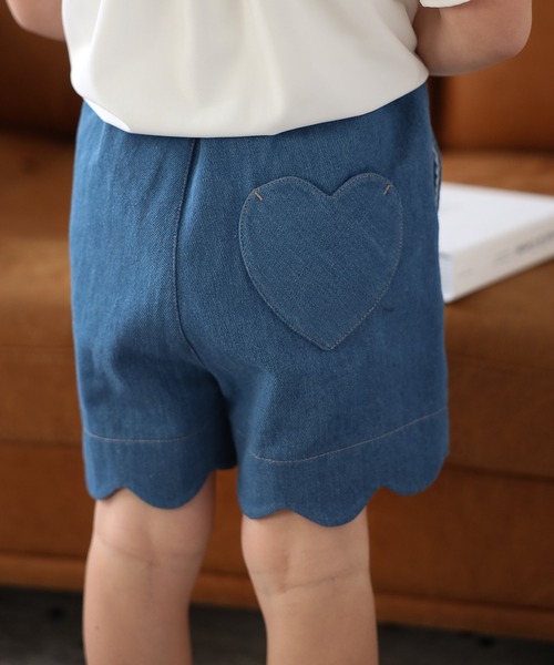 【3-10才対応】ハートポケットスカラップショートパンツ