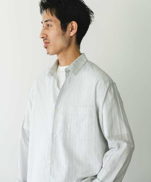 URBAN RESEARCH DOORS(アーバンリサーチドアーズ)の「シアーボイルストライプロングスリーブシャツ(シャツ/ブラウス・メンズ・ブルー系その他/グリーン系その他・LARGE/MEDIUM)」の4枚目の写真