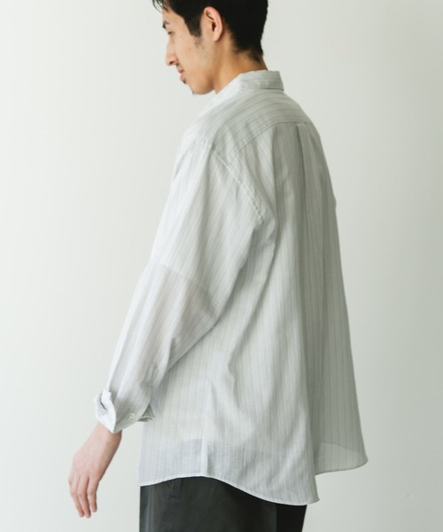 URBAN RESEARCH DOORS(アーバンリサーチドアーズ)の「シアーボイルストライプロングスリーブシャツ(シャツ/ブラウス・メンズ・ブルー系その他/グリーン系その他・LARGE/MEDIUM)」の6枚目の写真