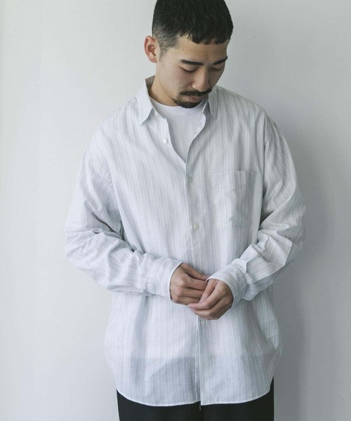 URBAN RESEARCH DOORS(アーバンリサーチドアーズ)の「シアーボイルストライプロングスリーブシャツ(シャツ/ブラウス・メンズ・ブルー系その他/グリーン系その他・LARGE/MEDIUM)」の11枚目の写真