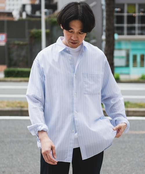 URBAN RESEARCH DOORS(アーバンリサーチドアーズ)の「シアーボイルストライプロングスリーブシャツ(シャツ/ブラウス・メンズ・ブルー系その他/グリーン系その他・LARGE/MEDIUM)」の12枚目の写真