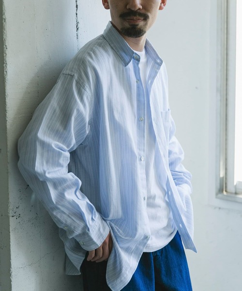 URBAN RESEARCH DOORS(アーバンリサーチドアーズ)の「シアーボイルストライプロングスリーブシャツ(シャツ/ブラウス・メンズ・ブルー系その他/グリーン系その他・LARGE/MEDIUM)」の15枚目の写真