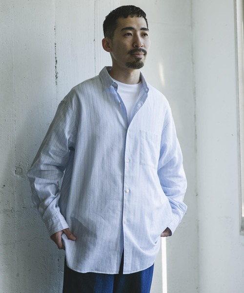 URBAN RESEARCH DOORS(アーバンリサーチドアーズ)の「シアーボイルストライプロングスリーブシャツ(シャツ/ブラウス・メンズ・ブルー系その他/グリーン系その他・LARGE/MEDIUM)」の20枚目の写真