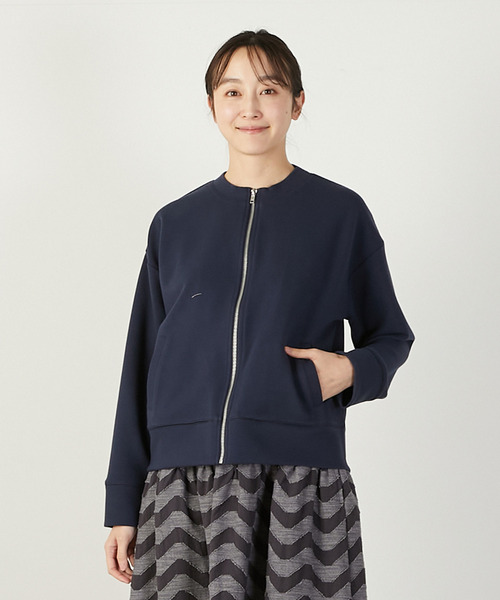 MELROSE claire（メルローズ クレール）の「【リップルジップアップカットブルゾン】（ブルゾン・レディース・ネイビー/アイボリー/杢グレー・FREE）」の3枚目の写真