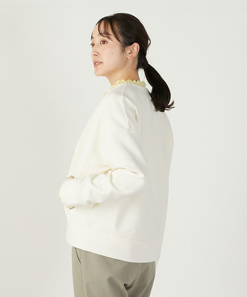 MELROSE claire（メルローズ クレール）の「【リップルジップアップカットブルゾン】（ブルゾン・レディース・ネイビー/アイボリー/杢グレー・FREE）」の4枚目の写真