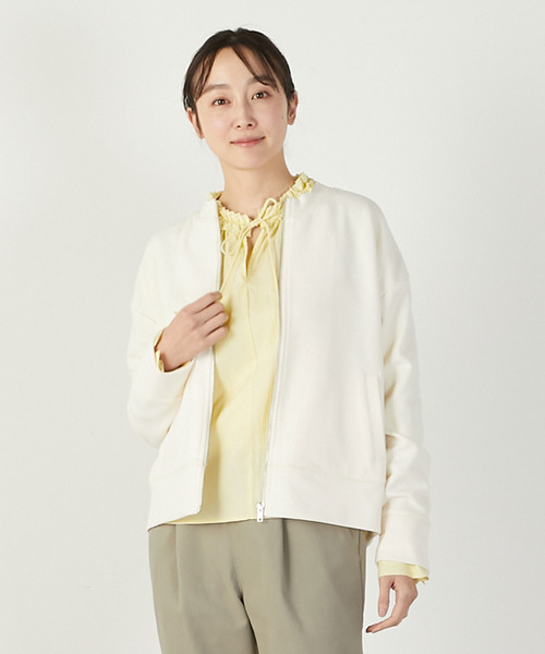 MELROSE claire（メルローズ クレール）の「【リップルジップアップカットブルゾン】（ブルゾン・レディース・ネイビー/アイボリー/杢グレー・FREE）」の7枚目の写真