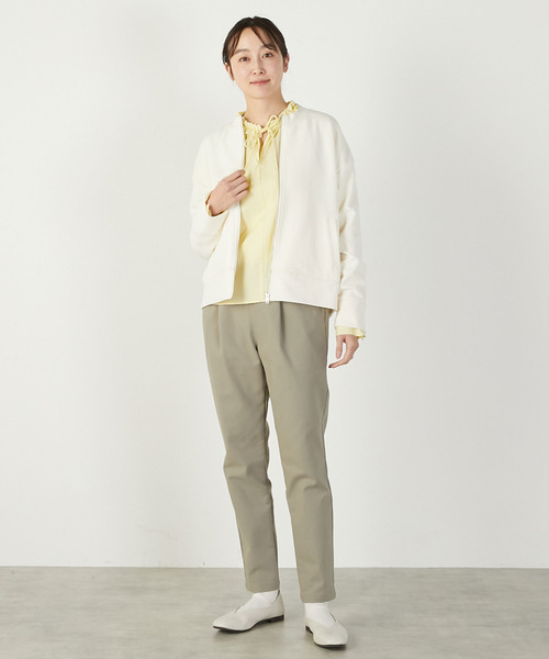 MELROSE claire（メルローズ クレール）の「【リップルジップアップカットブルゾン】（ブルゾン・レディース・ネイビー/アイボリー/杢グレー・FREE）」の8枚目の写真