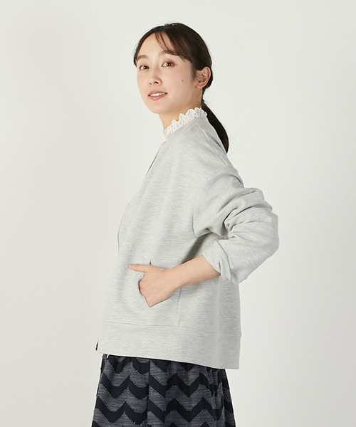 MELROSE claire（メルローズ クレール）の「【リップルジップアップカットブルゾン】（ブルゾン・レディース・ネイビー/アイボリー/杢グレー・FREE）」の12枚目の写真