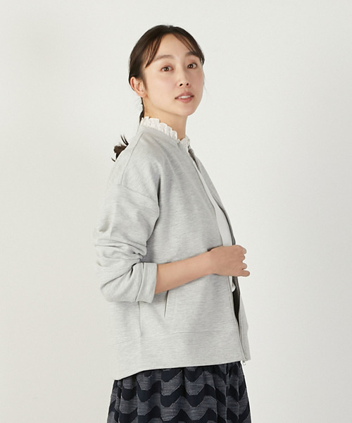MELROSE claire（メルローズ クレール）の「【リップルジップアップカットブルゾン】（ブルゾン・レディース・ネイビー/アイボリー/杢グレー・FREE）」の14枚目の写真
