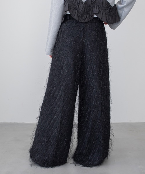 VACANCY（ヴァカンシー）の「フリンジレイヤードワイドパンツ（スラックス・レディース・ブラック/アイボリー・SMALL/MEDIUM/LARGE）」の22枚目の写真