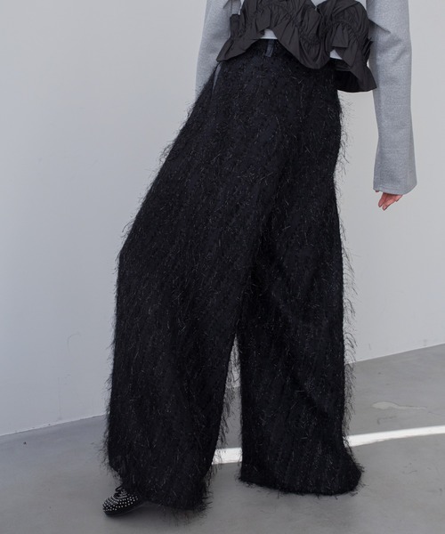 VACANCY（ヴァカンシー）の「フリンジレイヤードワイドパンツ（スラックス・レディース・ブラック/アイボリー・SMALL/MEDIUM/LARGE）」の21枚目の写真