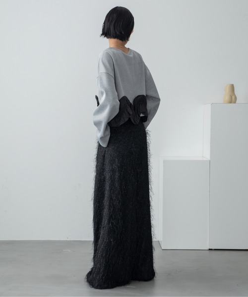 VACANCY（ヴァカンシー）の「フリンジレイヤードワイドパンツ（スラックス・レディース・ブラック/アイボリー・SMALL/MEDIUM/LARGE）」の16枚目の写真