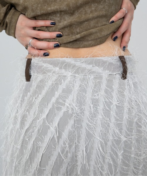 VACANCY（ヴァカンシー）の「フリンジレイヤードワイドパンツ（スラックス・レディース・ブラック/アイボリー・SMALL/MEDIUM/LARGE）」の9枚目の写真