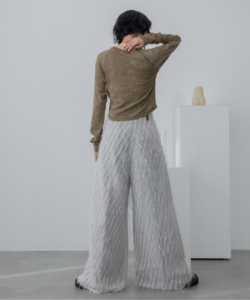 VACANCY（ヴァカンシー）の「フリンジレイヤードワイドパンツ（スラックス・レディース・ブラック/アイボリー・SMALL/MEDIUM/LARGE）」の6枚目の写真