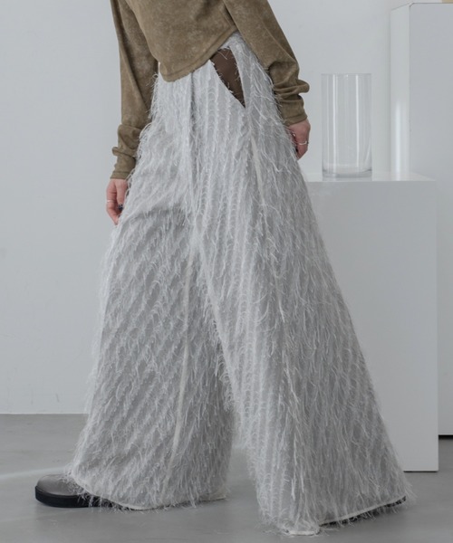 VACANCY（ヴァカンシー）の「フリンジレイヤードワイドパンツ（スラックス・レディース・ブラック/アイボリー・SMALL/MEDIUM/LARGE）」の13枚目の写真