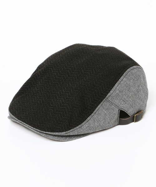 14+(イチヨンプラス)の「HERRINGBONE HANTING(ハンチング/ベレー帽・レディース・ブラック/ベージュ/グレー・M)」の2枚目の写真