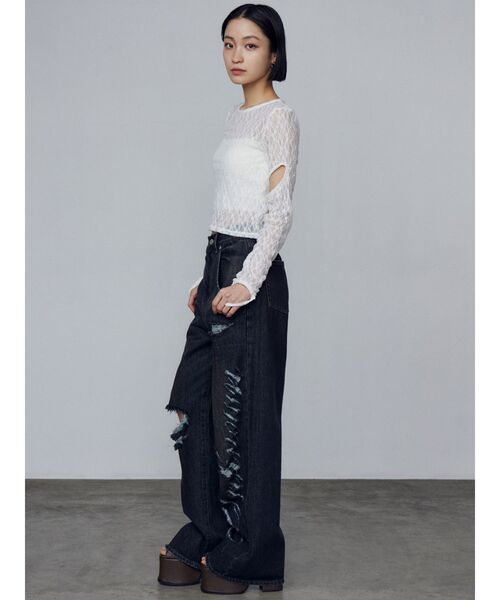 EMODA（エモダ）の「レースハングカットトップ（Tシャツ/カットソー・レディース・ホワイト/ブラック/ネイビー・FREE）」の14枚目の写真