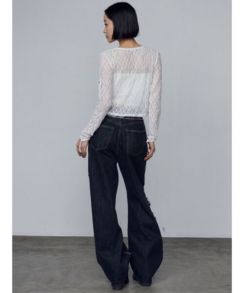 EMODA（エモダ）の「レースハングカットトップ（Tシャツ/カットソー・レディース・ホワイト/ブラック/ネイビー・FREE）」の15枚目の写真