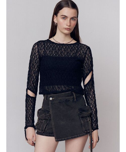 EMODA（エモダ）の「レースハングカットトップ（Tシャツ/カットソー・レディース・ホワイト/ブラック/ネイビー・FREE）」の20枚目の写真