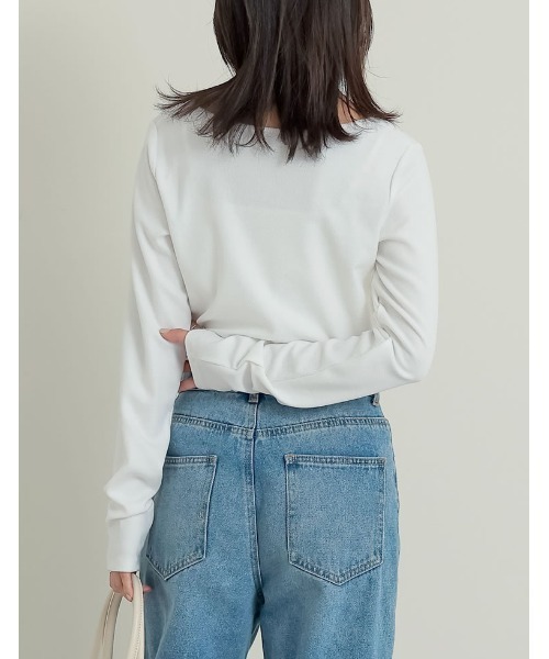 Re:EDIT（リエディ）の「スムースリブハートネックロングＴシャツ（Tシャツ/カットソー・レディース・ブラック/アイボリー/グレー・LARGE/MEDIUM）」の16枚目の写真
