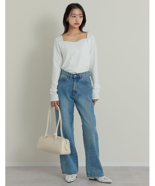 Re:EDIT（リエディ）の「スムースリブハートネックロングＴシャツ（Tシャツ/カットソー・レディース・ブラック/アイボリー/グレー・LARGE/MEDIUM）」の15枚目の写真