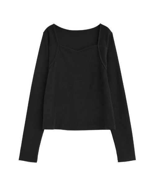 セール】スムースリブハートネックロングTシャツ（Tシャツ