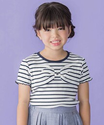 リブボーダーリボンポイントTシャツ(95~150cm)