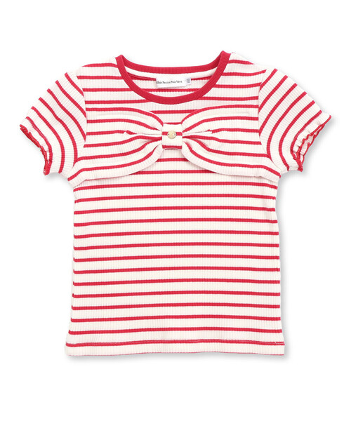 BeBe Petits Pois Vert（ベベプチポワヴェール）の「リブボーダーリボンポイントTシャツ(95~150cm)（Tシャツ/カットソー・キッズ・レッド系その他/ブルー系その他2・120cm/130cm/140cm/110cm）」の10枚目の写真