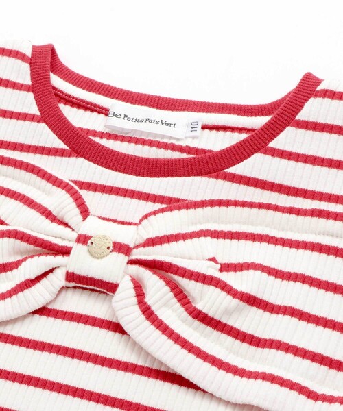 BeBe Petits Pois Vert（ベベプチポワヴェール）の「リブボーダーリボンポイントTシャツ(95~150cm)（Tシャツ/カットソー・キッズ・レッド系その他/ブルー系その他2・120cm/130cm/140cm/110cm）」の12枚目の写真