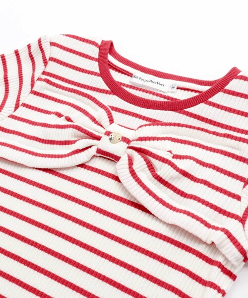 BeBe Petits Pois Vert（ベベプチポワヴェール）の「リブボーダーリボンポイントTシャツ(95~150cm)（Tシャツ/カットソー・キッズ・レッド系その他/ブルー系その他2・120cm/130cm/140cm/110cm）」の13枚目の写真
